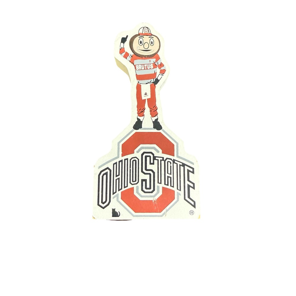 Cats Meow Village Brutus Buckeye Ohio State University OSU Mascot Wood Sitter 01